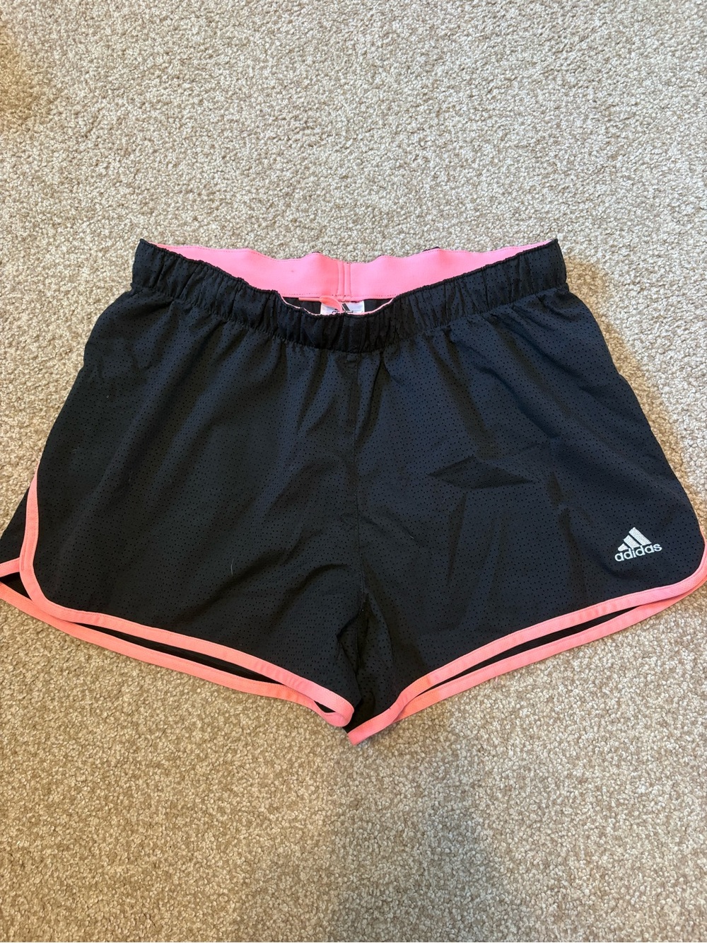 adidas Women’s Black Athletic Shorts with Pink Trim